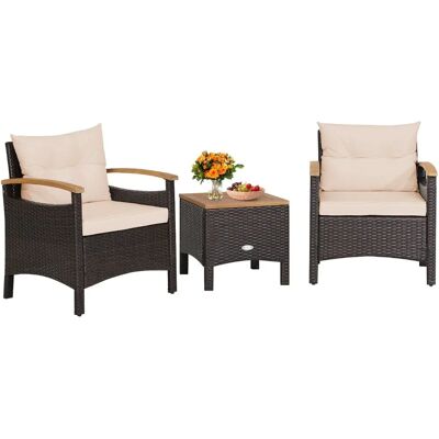 Costway 3-tlg. Rattan Gartenmöbel-Set - Braun Costway 3-tlg. Rattan Gartenmöbel-Set - Braun