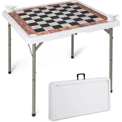 Costway Table Carrée Pliable avec Tapis Amovible et 4 Porte-gobelets - Type de Table - Publicité Costway Table Carrée Pliable avec Tapis Amovible et 4 Porte-gobelets - Type de Table - Publicité