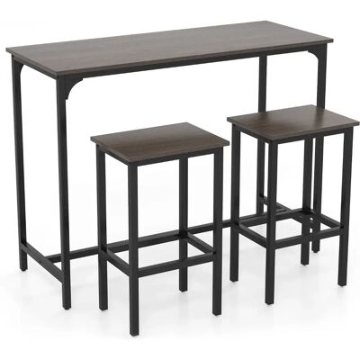 Set da Pranzo Industriale Rustico Costway 120x48cm - Tavolo & 2 Sgabelli Set da Pranzo Industriale Rustico Costway 120x48cm - Tavolo & 2 Sgabelli