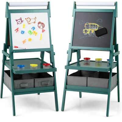 Cavalletto 3-in-1 per bambini con rotolo di carta - Verde Cavalletto 3-in-1 per bambini con rotolo di carta - Verde