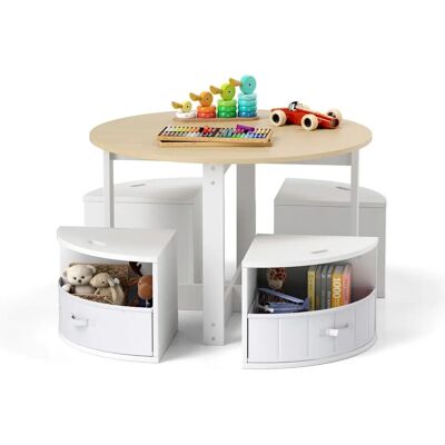 Costway Set Tavolo e Sedie per Bambini - Sicuro & Compatto Costway Set Tavolo e Sedie per Bambini - Sicuro & Compatto