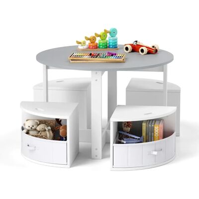Costway Set Tavolo e Sedie per Bambini - Grigio e Bianco - Arredamento per Bambini Costway Set Tavolo e Sedie per Bambini - Grigio e Bianco - Arredamento per Bambini