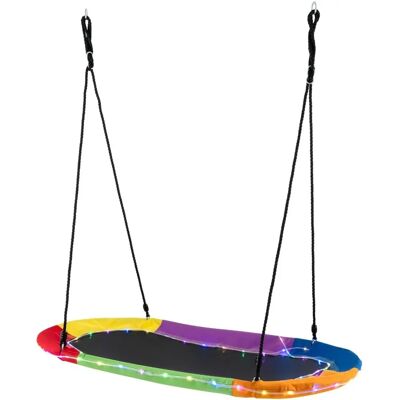 Costway 150cm Kolorowa Owalna Huśtawka z LED-ami - Huśtawka Costway 150cm Kolorowa Owalna Huśtawka z LED-ami - Huśtawka