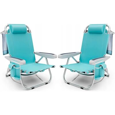 Chaise de Camping Portable Costway avec Dossier Réglable - Bleu - Chaise de Camping - Publicité Chaise de Camping Portable Costway avec Dossier Réglable - Bleu - Chaise de Camping - Publicité