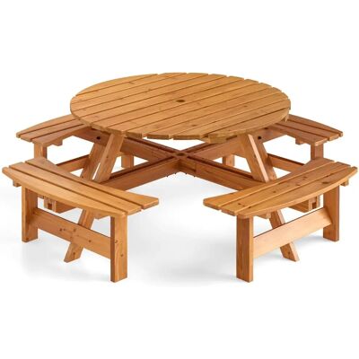 Costway - Ronde picknicktafel-set - Geel Costway - Ronde picknicktafel-set - Geel