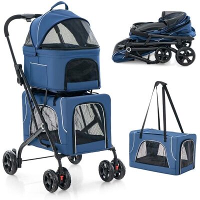 Passeggino per animali 3-in-1 Costway con trasportatori rimovibili e cintura di sicurezza Passeggino per animali 3-in-1 Costway con trasportatori rimovibili e cintura di sicurezza