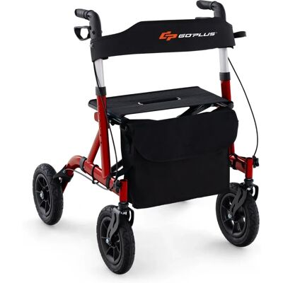 Costway Rollatore Pieghevole Regolabile in Altezza - 160kg - Rosso Costway Rollatore Pieghevole Regolabile in Altezza - 160kg - Rosso