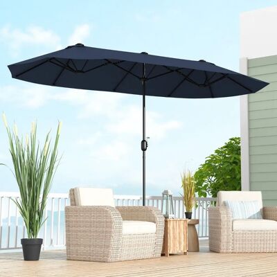 Costway Grande Ombrellone Doppio - 340cm, Blu, Ventilato Costway Grande Ombrellone Doppio - 340cm, Blu, Ventilato