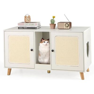 Costway Mobile per Lettiera Gatti Bianco - 108cm Mobili Multifunzionale Costway Mobile per Lettiera Gatti Bianco - 108cm Mobili Multifunzionale