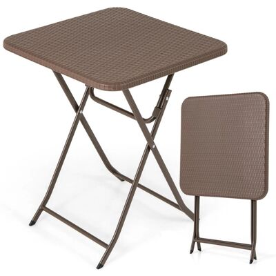 Tavolo da giardino pieghevole Costway - Tavolo in plastica con ratán per esterni Tavolo da giardino pieghevole Costway - Tavolo in plastica con ratán per esterni