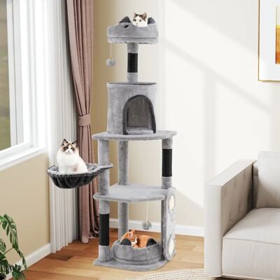 Albero per Gatti Costway - Multi-Livelli con Pali in Sisal e Condo - Grigio Albero per Gatti Costway - Multi-Livelli con Pali in Sisal e Condo - Grigio