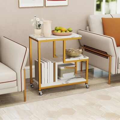 Costway Table d'Appoint en Forme de G avec 3 Étagères - Table d'Appoint - Publicité Costway Table d'Appoint en Forme de G avec 3 Étagères - Table d'Appoint - Publicité