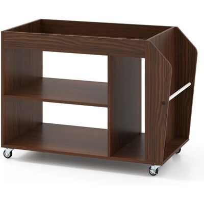 Costway Table d'appoint en bois Noyer à 3 niveaux avec roulettes - Publicité Costway Table d'appoint en bois Noyer à 3 niveaux avec roulettes - Publicité