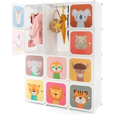 Armadio per Bambini Costway - 12 Cubi con 2 Sezioni Suspese Armadio per Bambini Costway - 12 Cubi con 2 Sezioni Suspese