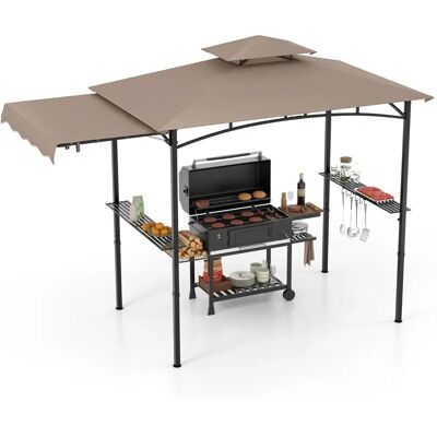 Pavillon BBQ Costway con Tenda Laterale - 318x153cm - Ombra per Giardino Pavillon BBQ Costway con Tenda Laterale - 318x153cm - Ombra per Giardino