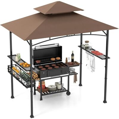 Pavillon Barbecue Costway - 242x153cm, Toit Double, Étagères Latérales - Publicité Pavillon Barbecue Costway - 242x153cm, Toit Double, Étagères Latérales - Publicité