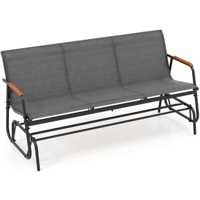 Costway Gartenschaukelbank - Ergonomischer 3-Sitzer Teak & Grau Outdoor Sitz Costway Gartenschaukelbank - Ergonomischer 3-Sitzer Teak & Grau Outdoor Sitz