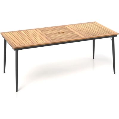 Tavolo da giardino Costway 200cm per 8 persone legno di acacia con foro per ombrellone Tavolo da giardino Costway 200cm per 8 persone legno di acacia con foro per ombrellone