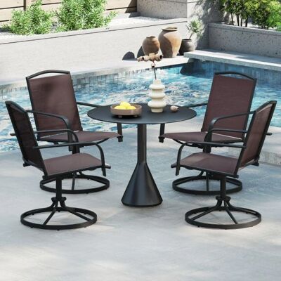 Chaise d’extérieur Costway NP12157CF-2 - Pivotante & À Bascule, Marron Foncé - Publicité Chaise d’extérieur Costway NP12157CF-2 - Pivotante & À Bascule, Marron Foncé - Publicité
