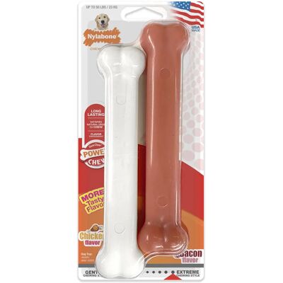 Nylabone Power Chew Pack Double Bacon & Chicken - Jouet à mâcher - Publicité Nylabone Power Chew Pack Double Bacon & Chicken - Jouet à mâcher - Publicité