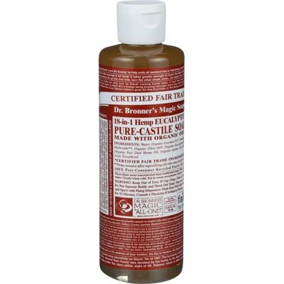Savon liquide bio à l’eucalyptus 18-en-1 de Dr. Bronner's - Publicité Savon liquide bio à l’eucalyptus 18-en-1 de Dr. Bronner's - Publicité