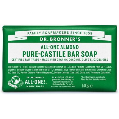 Savon de Castille Bio Dr. Bronner's - 140g - Lavande, Amande, Agrumes Savon de Castille Bio Dr. Bronner's - 140g - Lavande, Amande, Agrumes