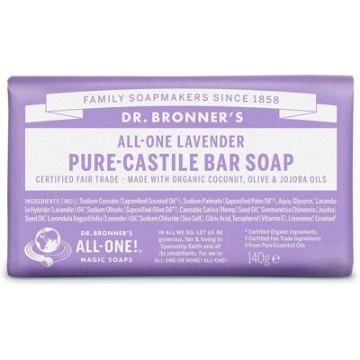 Dr. Bronner's Lavender & Citrus Bar Soap - 140g - Natural & Vegan Dr. Bronner's Lavender & Citrus Bar Soap - 140g - Natural & Vegan