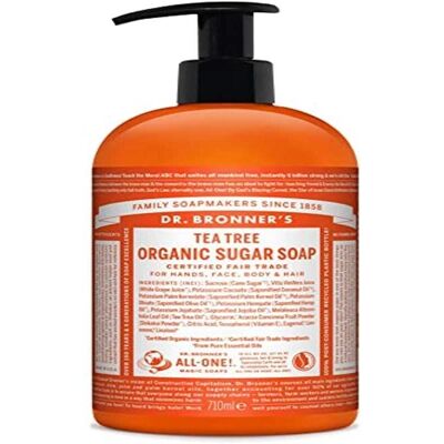 Savon au Sucre Bio Arbre à Thé Dr. Bronner's 710 ml - Savon - Publicité Savon au Sucre Bio Arbre à Thé Dr. Bronner's 710 ml - Savon - Publicité