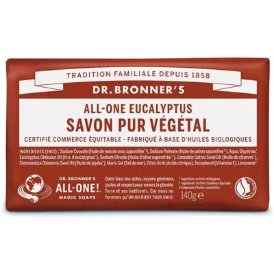 Savon solide d'eucalyptus - 140 g - Dr. Bronners - Publicité Savon solide d'eucalyptus - 140 g - Dr. Bronners - Publicité