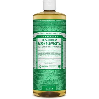 Savon Liquide Amande de Dr. Bronner's - Polyvalent, Bio, Vegan, Commerce Équitable - 945ml Savon Liquide Amande de Dr. Bronner's - Polyvalent, Bio, Vegan, Commerce Équitable - 945ml