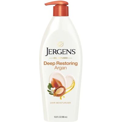 Lotion Hydratante à l'Huile d'Argan Jergens Deep Restoring - Apaisante, 16.8 Oz - Publicité Lotion Hydratante à l'Huile d'Argan Jergens Deep Restoring - Apaisante, 16.8 Oz - Publicité