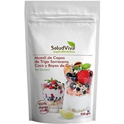 Muesli de copos de trigo sarraceno, higos y bayas de Goji - Sin gluten, nutritivo, energía Muesli de copos de trigo sarraceno, higos y bayas de Goji - Sin gluten, nutritivo, energía