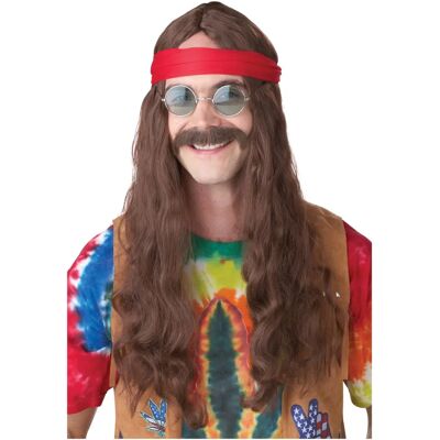 California Costume Collections Hippie Homme Marron Groovy Années 70 Perruque & Moustache - Accessoires de costume California Costume Collections Hippie Homme Marron Groovy Années 70 Perruque & Moustache - Accessoires de costume