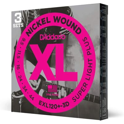 Cordes pour guitare électrique D'Addario EXL120+-3D - Pack de 3 Cordes pour guitare électrique D'Addario EXL120+-3D - Pack de 3