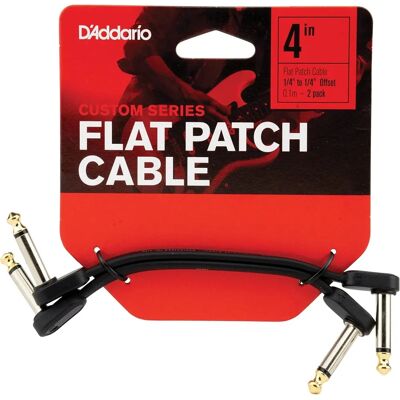 D'Addario PW-fprr-204os Płaski kabel do patch - 10cm, Kąt prosty, Podwójny D'Addario PW-fprr-204os Płaski kabel do patch - 10cm, Kąt prosty, Podwójny
