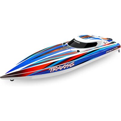 Bateau RC sans balais haute performance Traxxas Disruptor 4S - Bleu - Publicité Bateau RC sans balais haute performance Traxxas Disruptor 4S - Bleu - Publicité