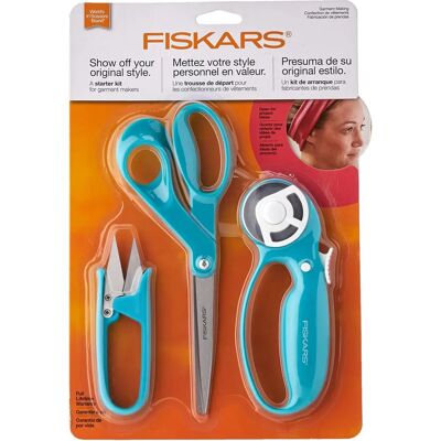 Fiskars Nähanfänger-Set - Rollschneider, Fadenklemmen & Schere Fiskars Nähanfänger-Set - Rollschneider, Fadenklemmen & Schere
