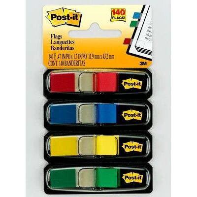 Post-It Drapeaux - Couleurs primaires - 1/2 pouce de large - 35/Distributeur - 4 Distributeurs - Publicité Post-It Drapeaux - Couleurs primaires - 1/2 pouce de large - 35/Distributeur - 4 Distributeurs - Publicité