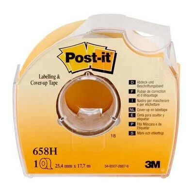Post-It Transparent Label Tape - Repositionable - 25.4mm x 17.7m - Labeling Tape Post-It Transparent Label Tape - Repositionable - 25.4mm x 17.7m - Labeling Tape