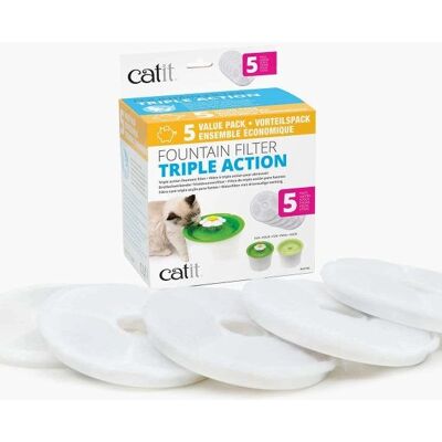 Catit Brand Triple Action Filter for 3L Fountain - Pack of 5 Catit Brand Triple Action Filter for 3L Fountain - Pack of 5