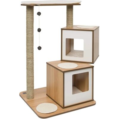 Arbre à chat Vesper V-Double 65x65x103,5cm - noyer - Publicité Arbre à chat Vesper V-Double 65x65x103,5cm - noyer - Publicité