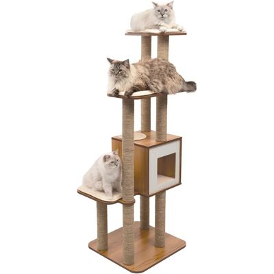 Meuble Chat Vesper High Base XL Noyer - 4 Niveaux & Observation - Publicité Meuble Chat Vesper High Base XL Noyer - 4 Niveaux & Observation - Publicité