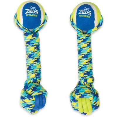 Jouet haltère en corde et TPR pour chiens Zeus Fitness Tug - 28 cm - Publicité Jouet haltère en corde et TPR pour chiens Zeus Fitness Tug - 28 cm - Publicité
