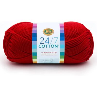Fil Lion Brand Lion Brand 24/7 Coton - Rouge - Fil - Publicité Fil Lion Brand Lion Brand 24/7 Coton - Rouge - Fil - Publicité
