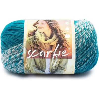 Lana Lion Brand Scarfie - Acrílico, Crema/Turquesa, 21.59x12.06 cm - Lana Lana Lion Brand Scarfie - Acrílico, Crema/Turquesa, 21.59x12.06 cm - Lana