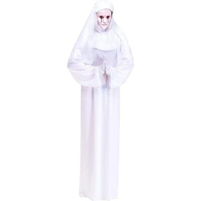 Palmer Erwachsene Gruselige Weiße Nonne Mit Maske Halloween Kostüm - Kostüm Palmer Erwachsene Gruselige Weiße Nonne Mit Maske Halloween Kostüm - Kostüm