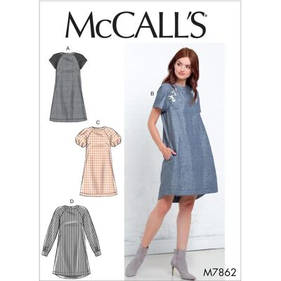 McCall's M7862E5 Robe - Corte Amplio, Bolsillos, Variaciones en Mangas y Dobladillo - Vestido McCall's M7862E5 Robe - Corte Amplio, Bolsillos, Variaciones en Mangas y Dobladillo - Vestido
