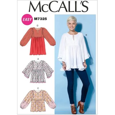 Mönster för McCall's 7325Y - Damtoppar och tunikor - Flerfärgad - Voile Mönster för McCall's 7325Y - Damtoppar och tunikor - Flerfärgad - Voile
