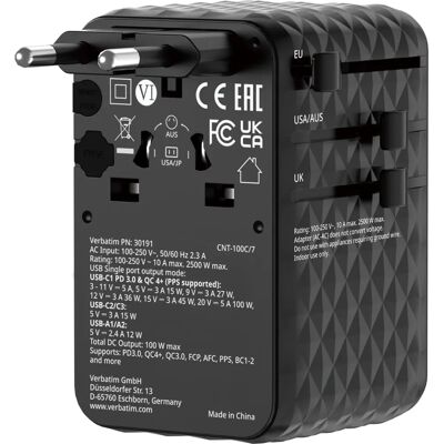 Verbatim Modèle 30191 Chargeur de voyage USB-C - Chargeur - Publicité Verbatim Modèle 30191 Chargeur de voyage USB-C - Chargeur - Publicité