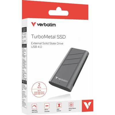 Verbatim TurboMetal SSD 2TB - Disco esterno USB4 Verbatim TurboMetal SSD 2TB - Disco esterno USB4